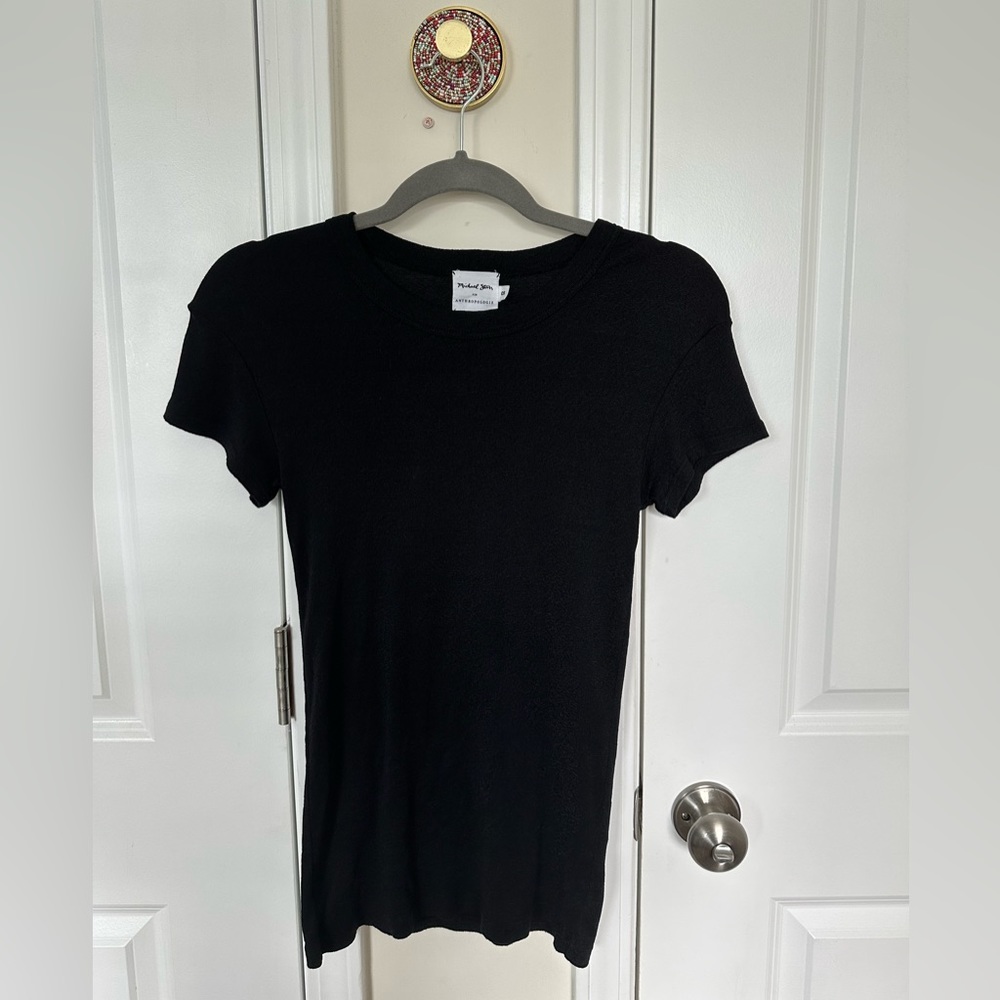 Anthropologie/Michael Stars Black Shine Tee T-Shirt. One Size Fits Most.